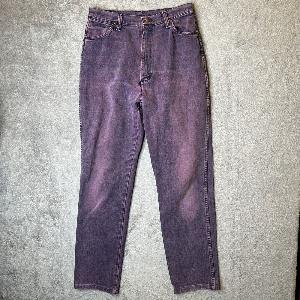 Vintage 80s Wrangler Purple Straight Leg Jeans Made in USA Women’s Faded 28x29.5